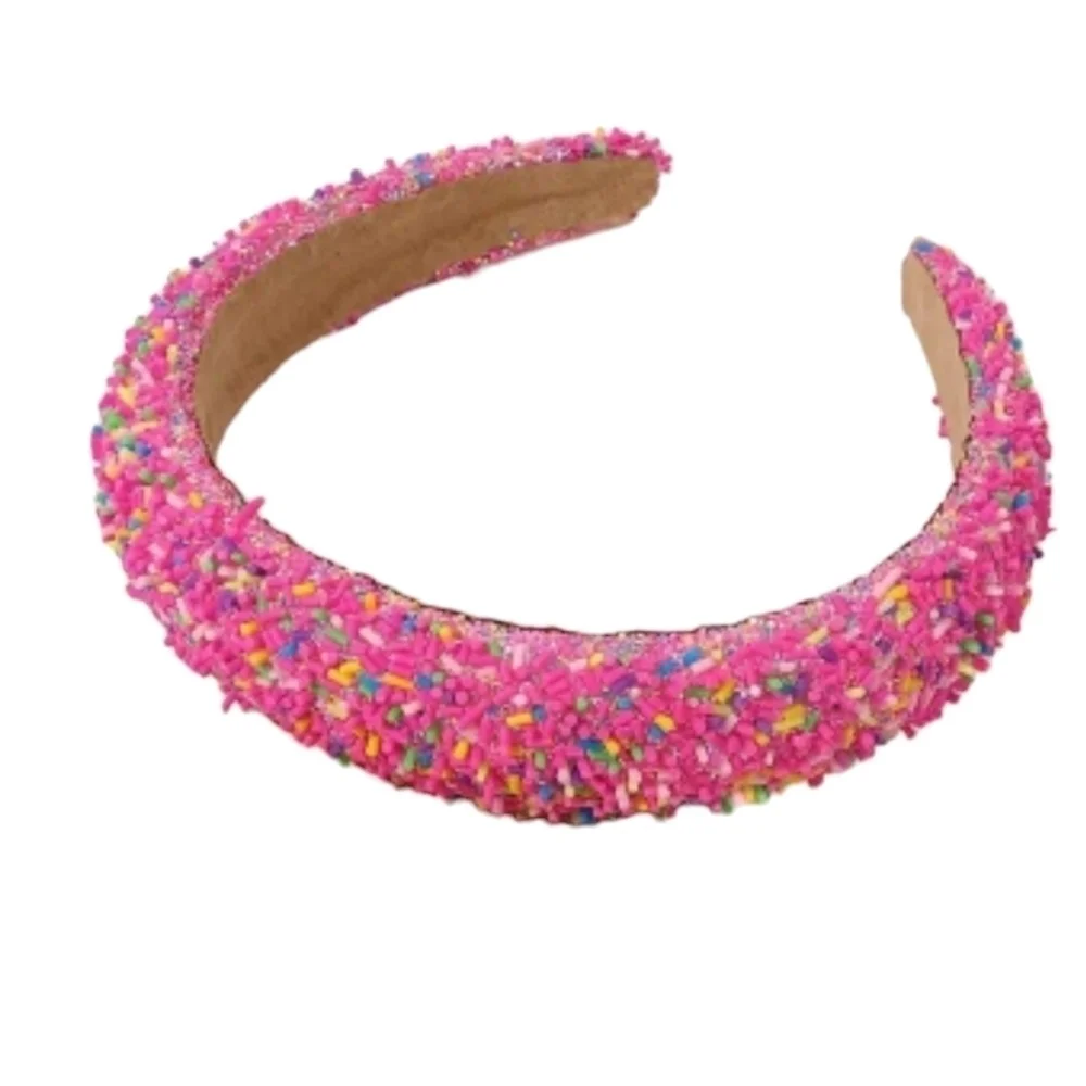 Sponge confetti wide pink multi color headband hair accessories